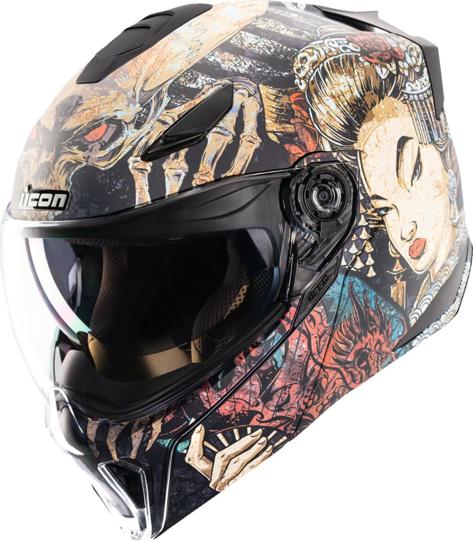 Hjelm modulær, Threshold Odokuro Modular Helmet Black — Icon