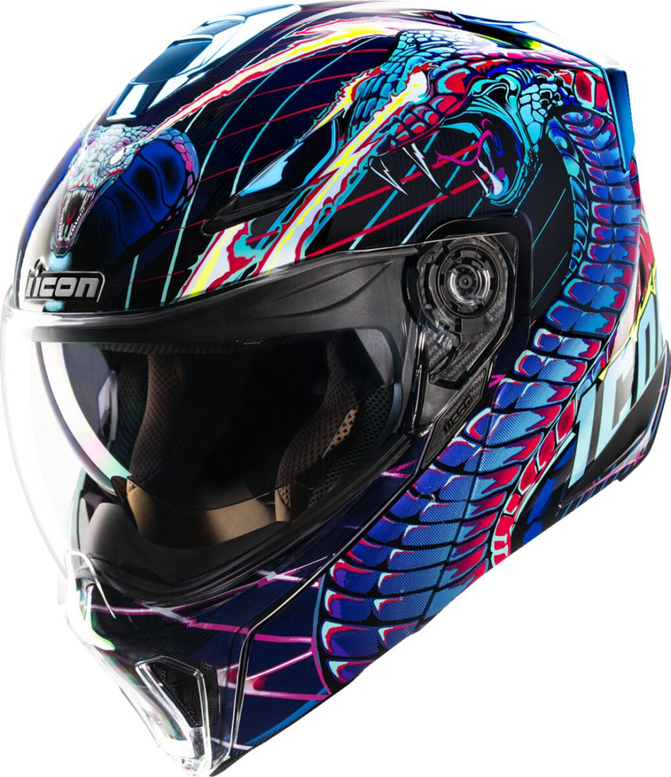 Hjelm modulær, Threshold Synthwave Lazer Cobra Modular Helmet Blue — Icon