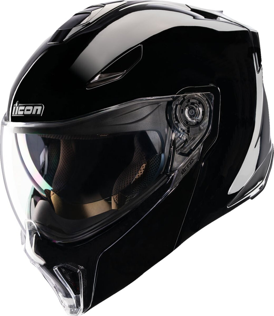 Hjelm modulær, Threshold Solid Modular Helmet Black Gloss — Icon