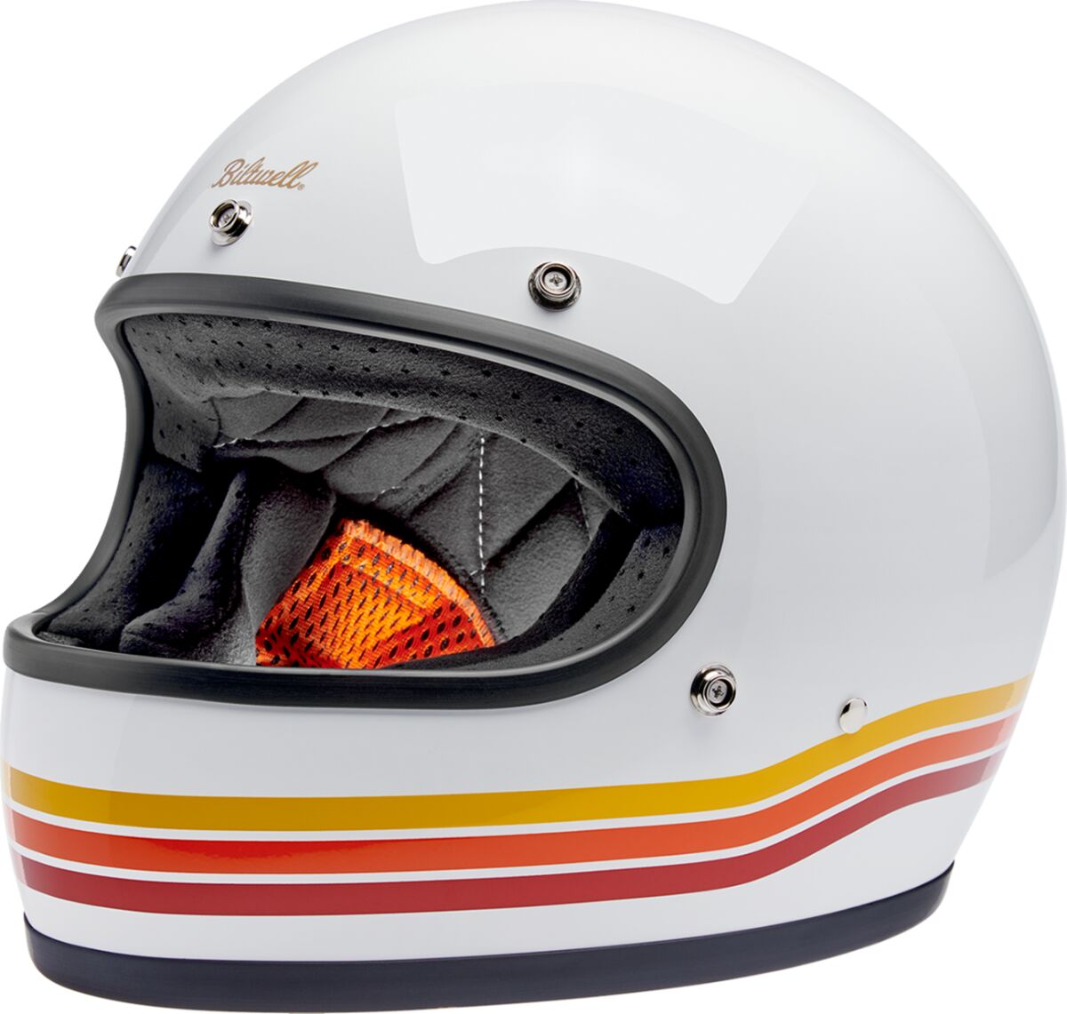 Hjelm integral gate, Gringo Sunset Spectrum Helmet Gloss Orange Red White — Biltwell