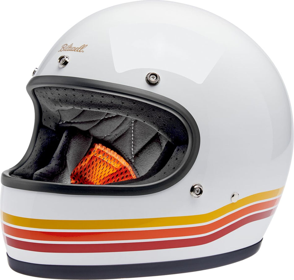 Hjelm integral gate, Gringo Sunset Spectrum Helmet Gloss Orange Red White — Biltwell