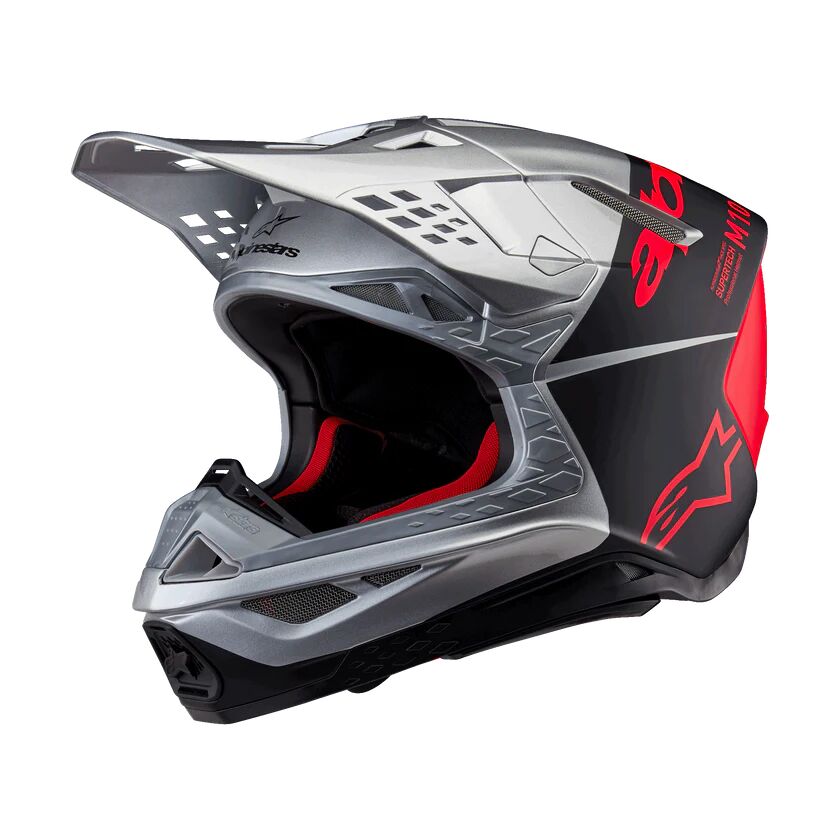 Hjelm offroad, Supertech M10 Flood MIPS Helmet Gloss Orange Silver — Alpinestars