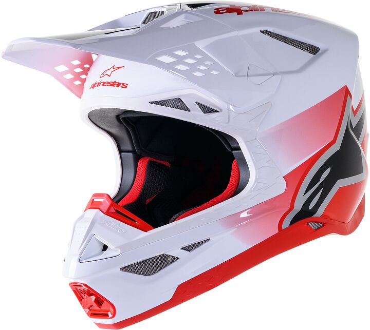 Hjelm offroad, Supertech M10 Unite Helmet Black Gloss Red White — Alpinestars