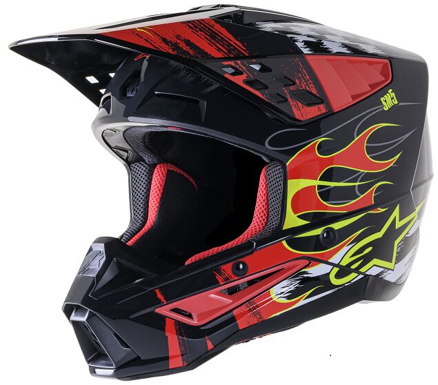 Hjelm offroad, Supertech M5 Rash Helmet Black Gloss Red — Alpinestars