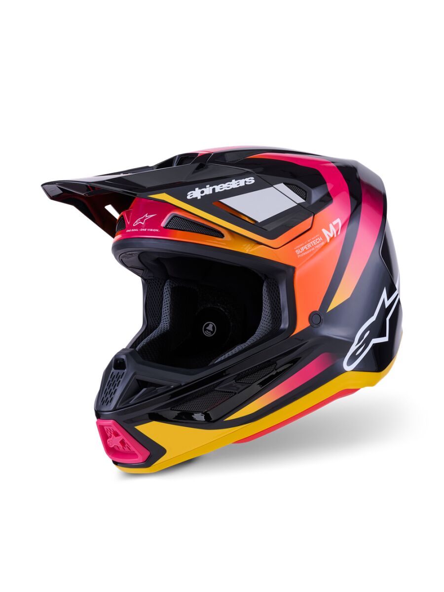 Hjelm offroad, S-M7 Rise Helmet Black Pink Yellow — Alpinestars