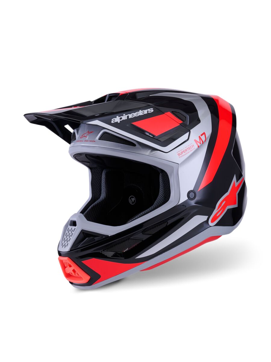 Hjelm offroad, S-M7 Rise Helmet Black Red Silver — Alpinestars