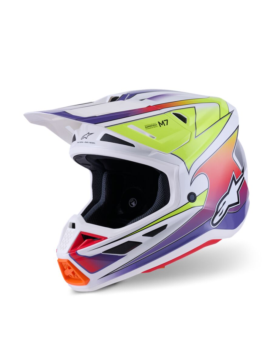 Hjelm offroad, S-M7 Fuse Helmet Purple White Yellow — Alpinestars