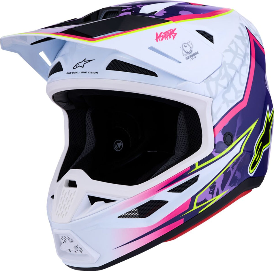 Hjelm offroad, S-M7 Blaster Helmet Pink Purple White — Alpinestars