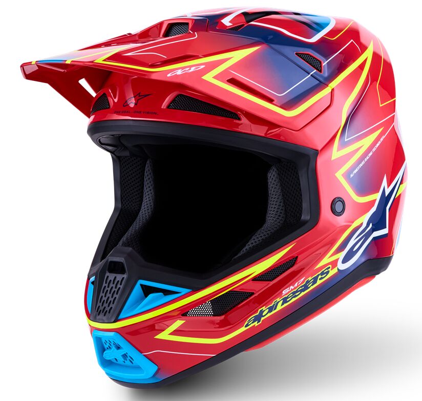 Hjelm offroad, S-M7 Cast Helmet Blue Red Yellow — Alpinestars