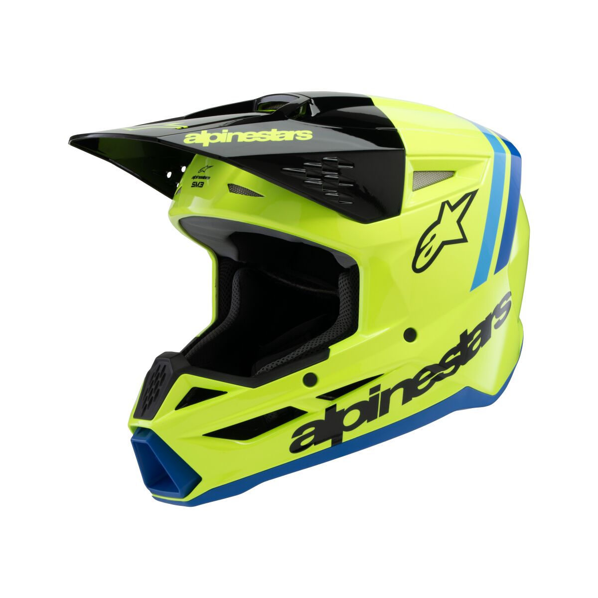 Hjelm offroad barn, Youth SM3 Radium Helmet Black Blue Yellow — Alpinestars