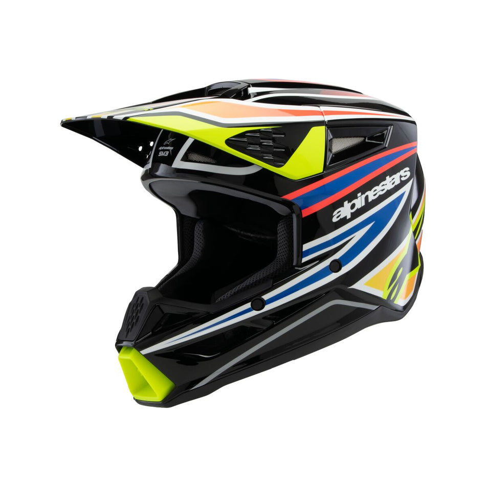 Hjelm offroad barn, Youth SM3 Wurx Helmet Black Blue Yellow — Alpinestars