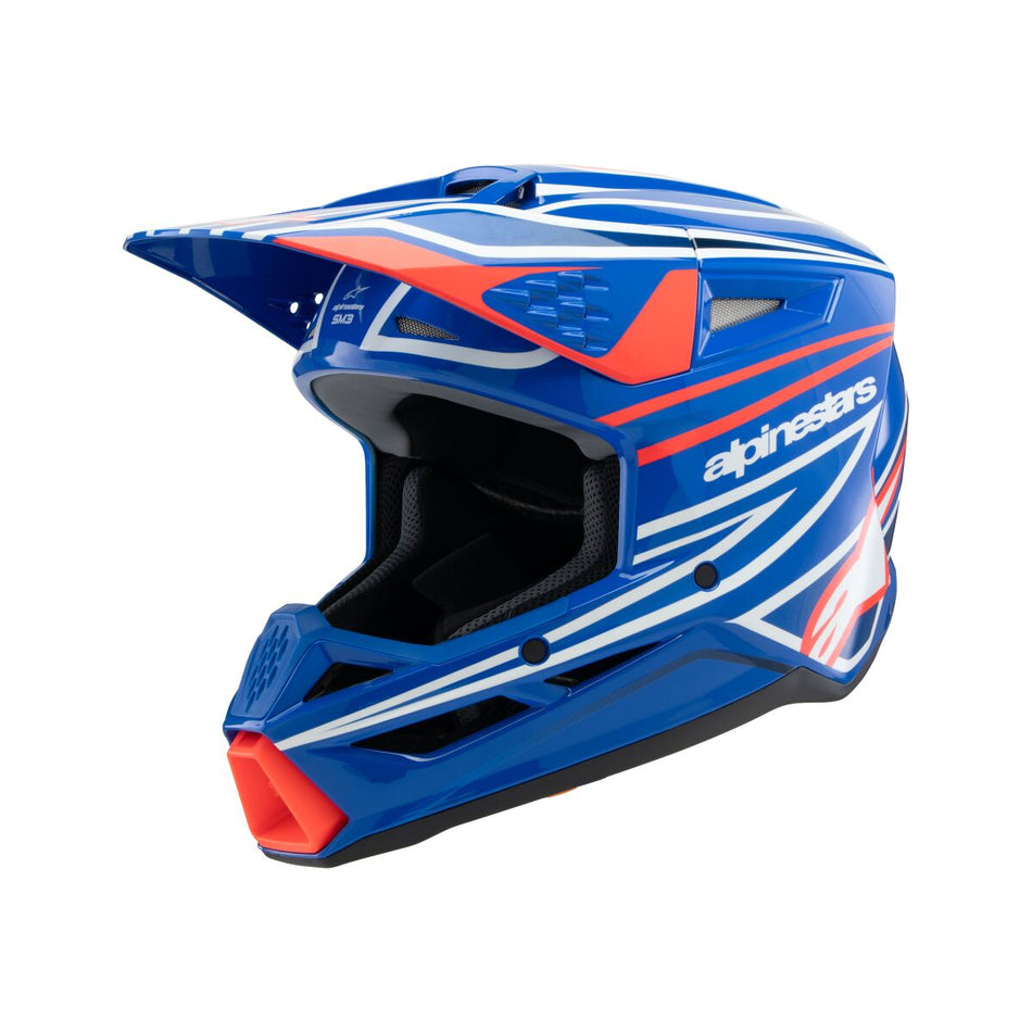 Hjelm offroad barn, Youth SM3 Wurx Helmet Black Blue Red White — Alpinestars