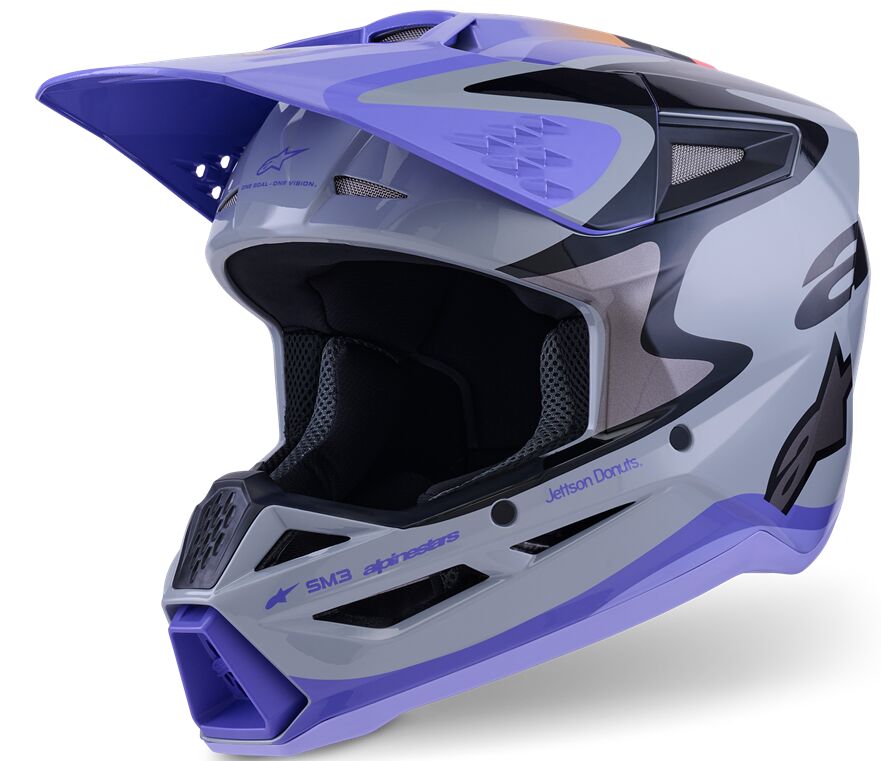 Hjelm offroad barn, Youth SM3 Jettson Helmet Black Gray Purple — Alpinestars