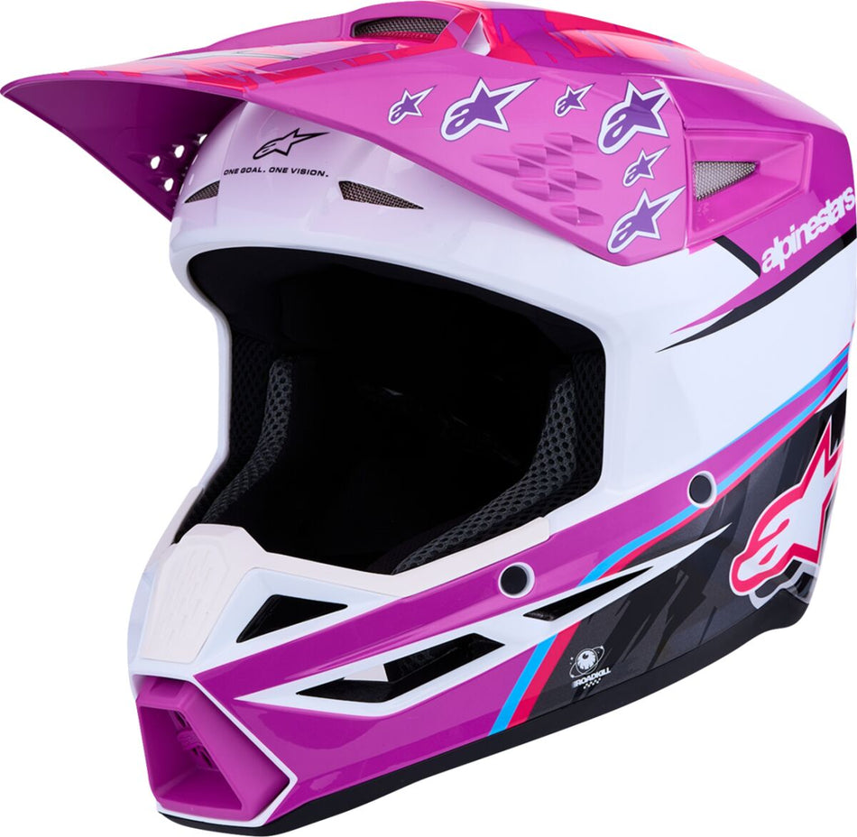 Hjelm offroad barn, Youth SM3 Falcon Helmet Black Pink Purple White — Alpinestars