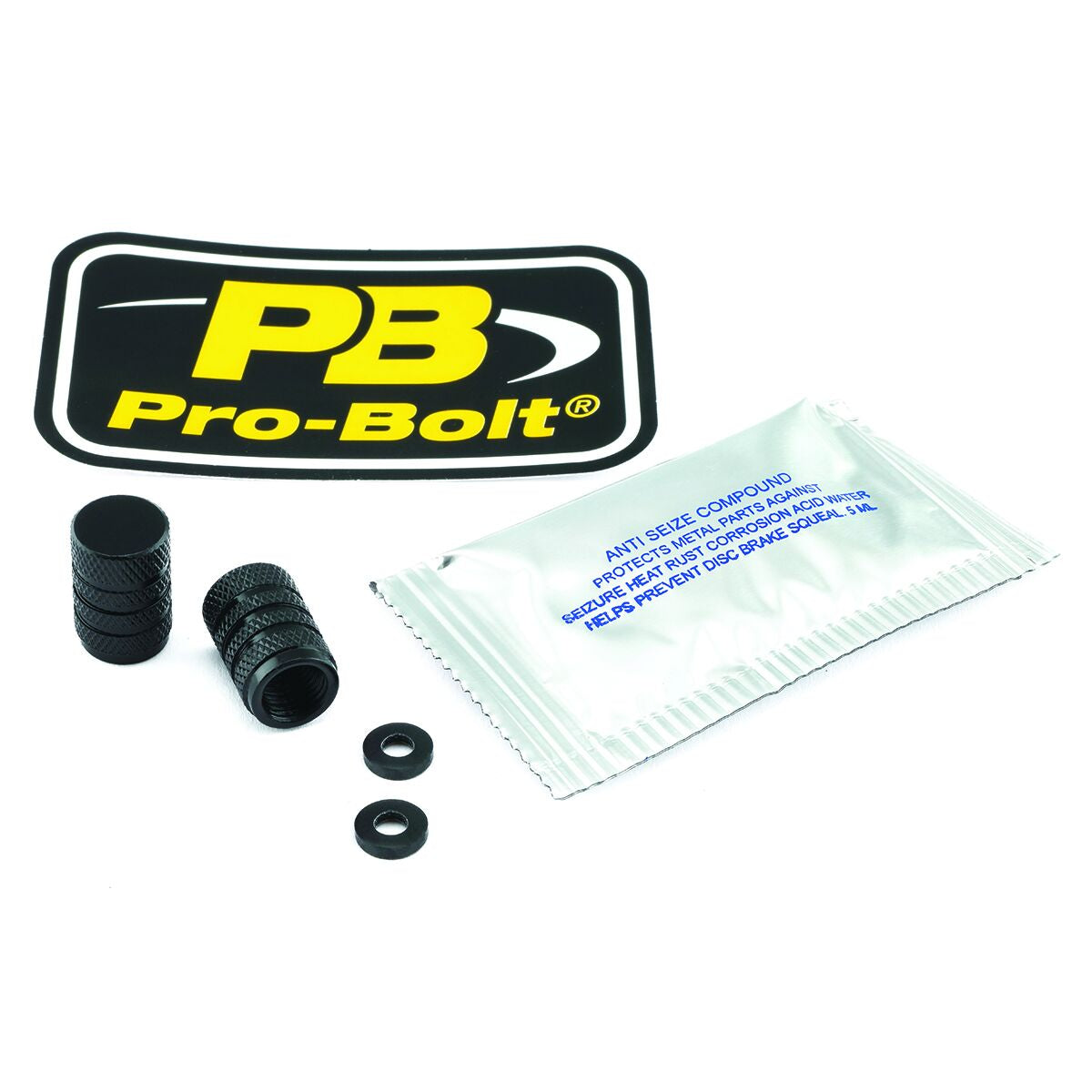Ventilhetter, Aluminium Valve Dust Cap Pack x2 Black — Pro Bolt 2DCAP10BK