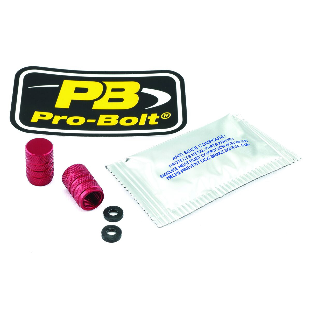 Ventilhetter, Aluminium Valve Dust Cap Pack x2 Red — Pro Bolt 2DCAP10R