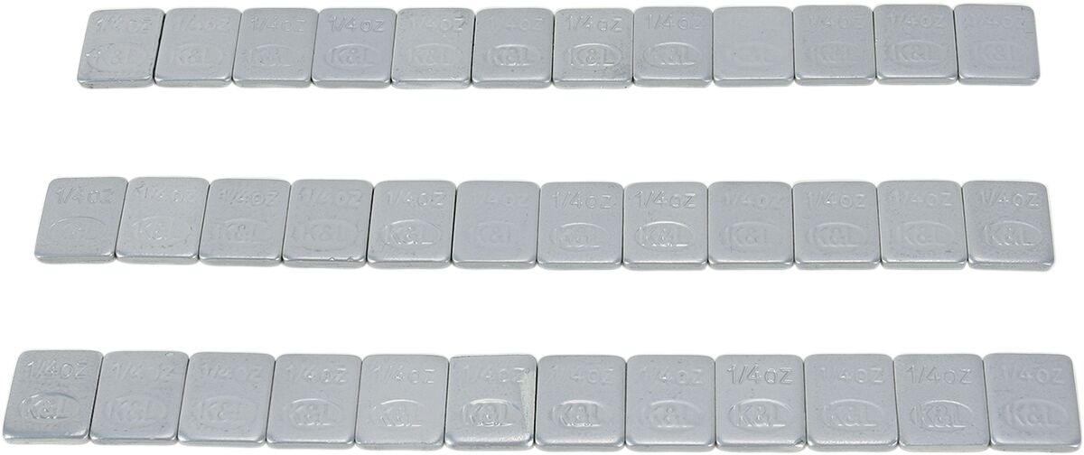 Dekkmontering og balansering, K&L-Supply, Weel Weights, Stick On, 0,25OZ, Silver, 36 Pieces — K&L Supply 32-2415