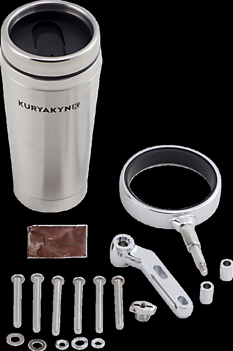 Styretilbehør, Universal Drink Holder With Stainless Cup Chrome — Kuryakyn KUR1463