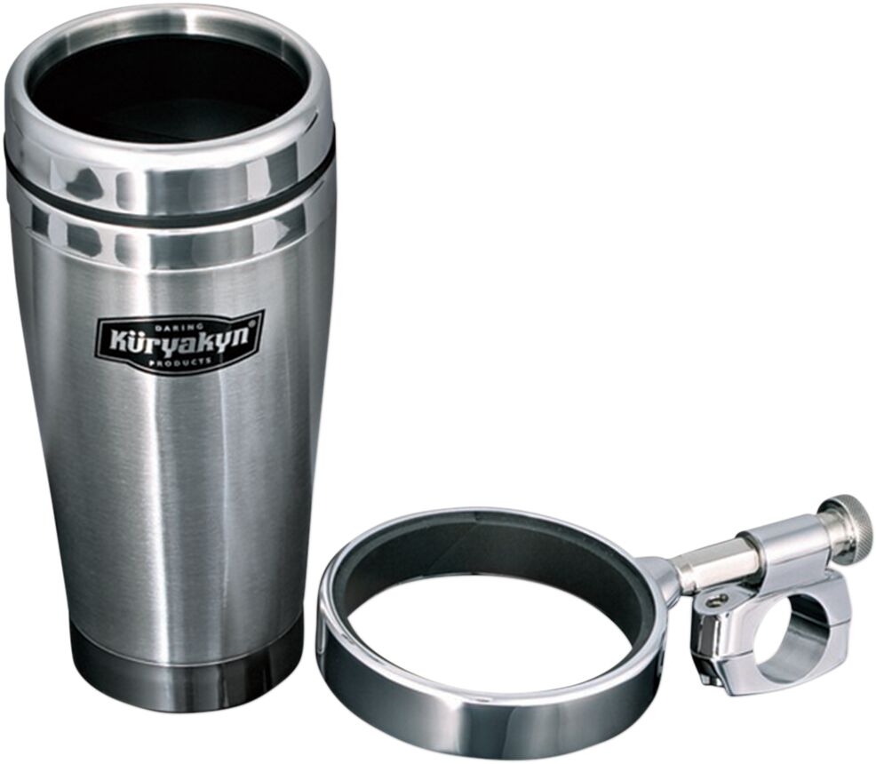Styretilbehør, Universal Drink Holder With Stainless Cup 1" Chrome — Kuryakyn KUR1464