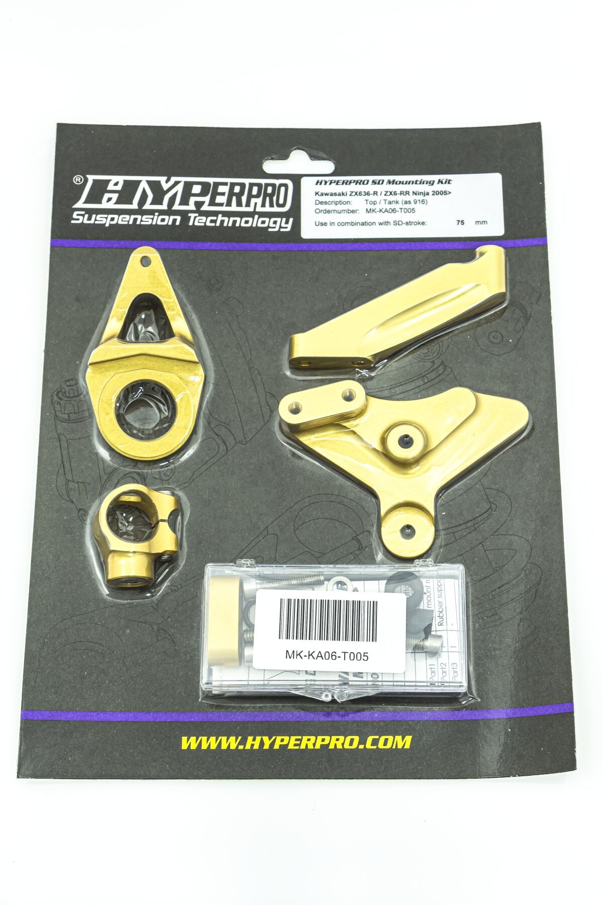 Festesett for styredemper til Kawasaki ZX-6 R 636 — Hyperpro MK-KA06-T005