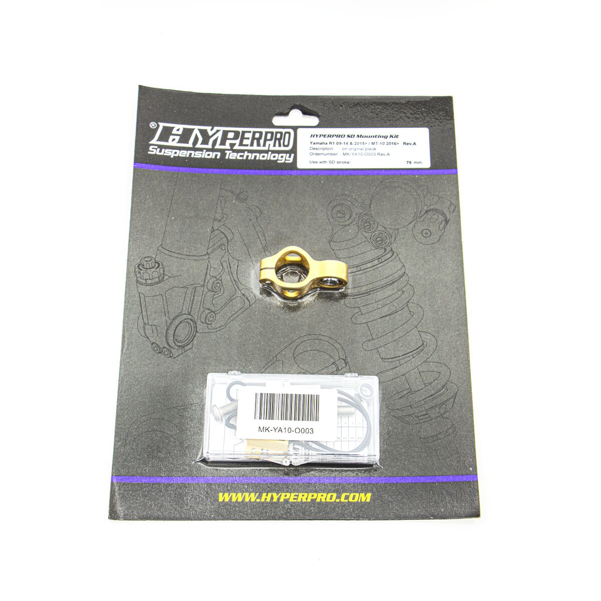 Festesett for styredemper til Yamaha YZF-R1 1000 — Hyperpro MK-YA10-O002