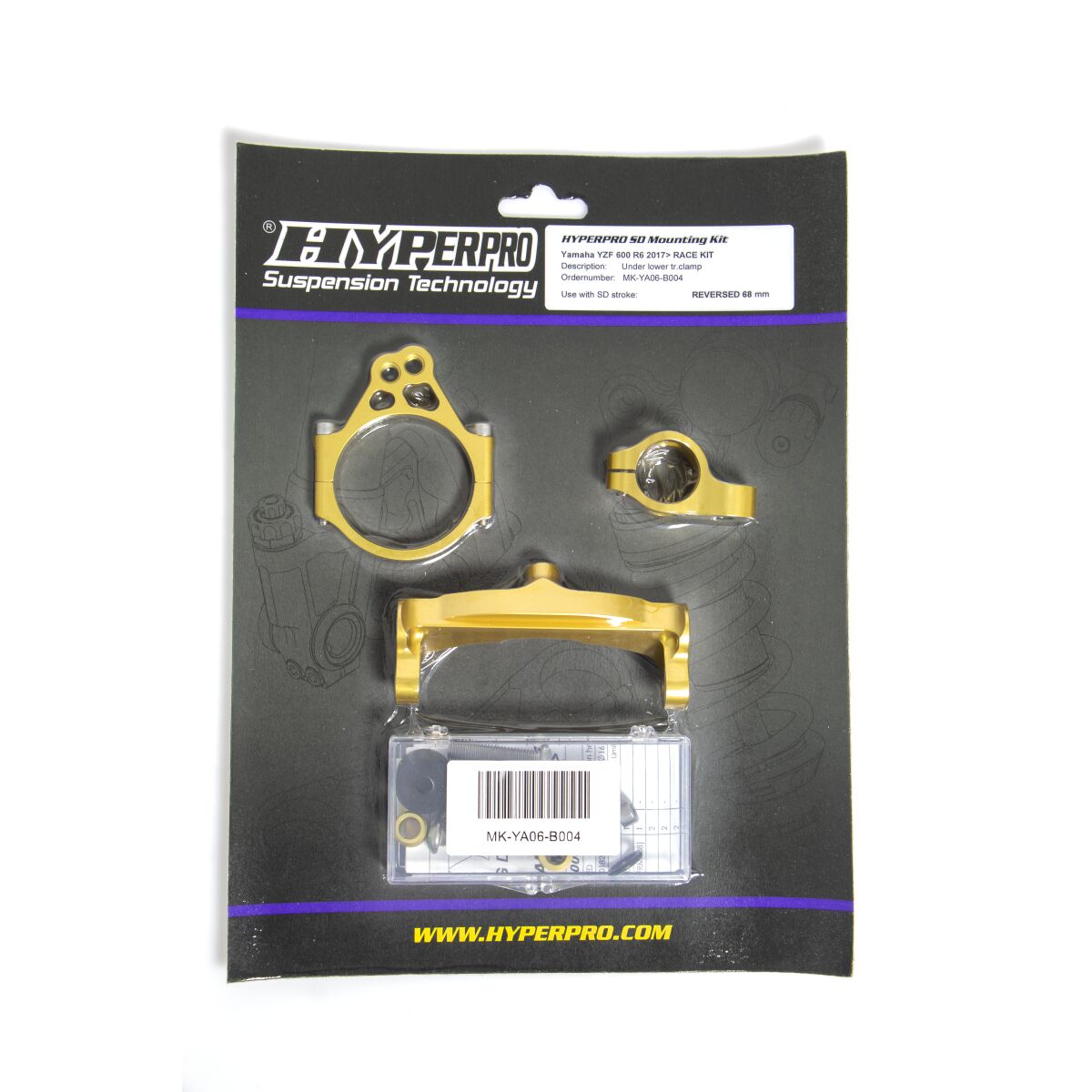 Festesett for styredemper til Yamaha YZF-R6 600 — Hyperpro MK-YA06-B004