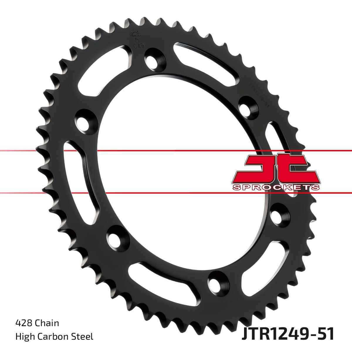 Bakdrev stål 428, 51T til Honda XLR 125 R — JT Sprockets JTR1249.51