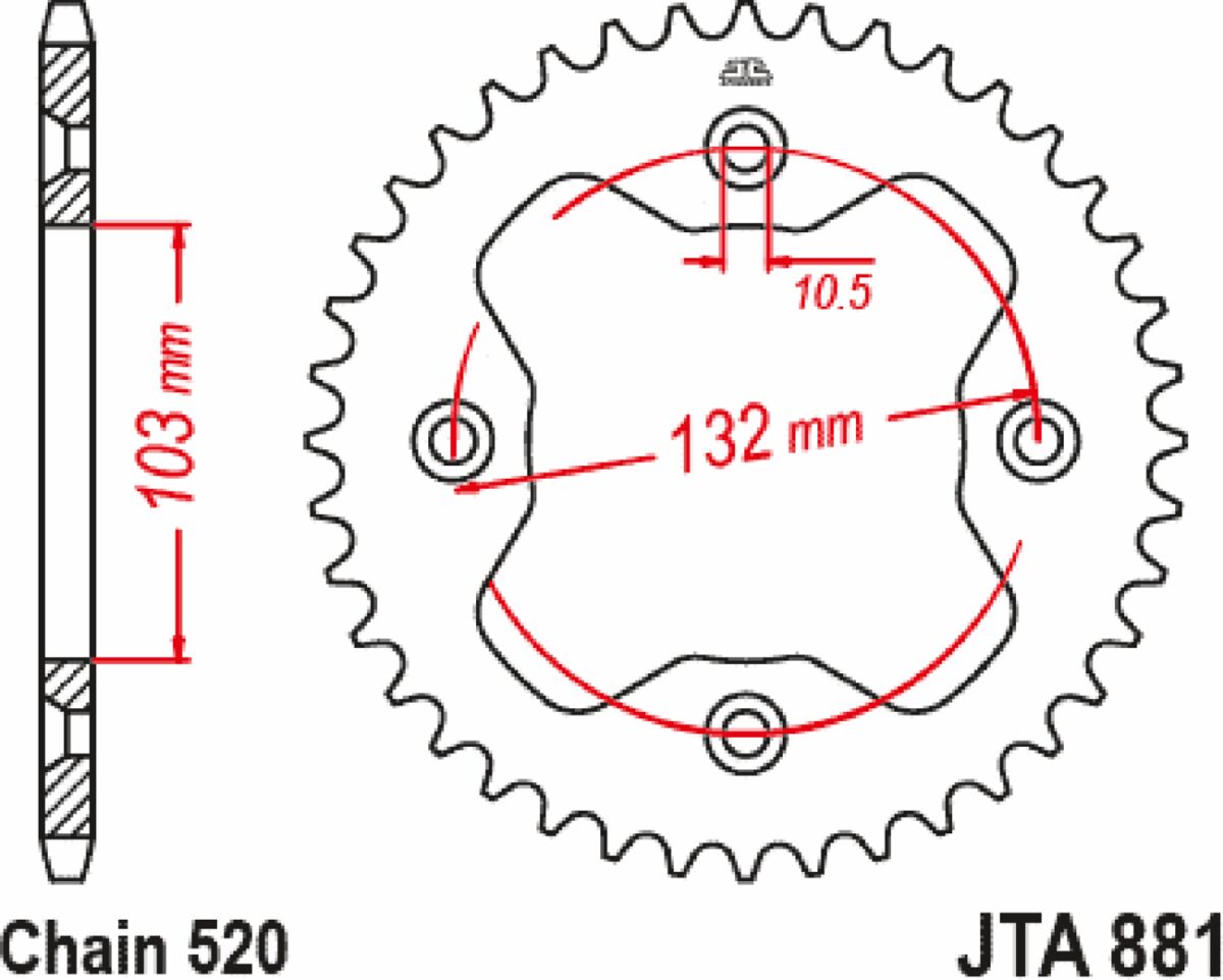 Bakdrev aluminium 520, 38T til KTM — JT Sprockets JTA881.38ORG