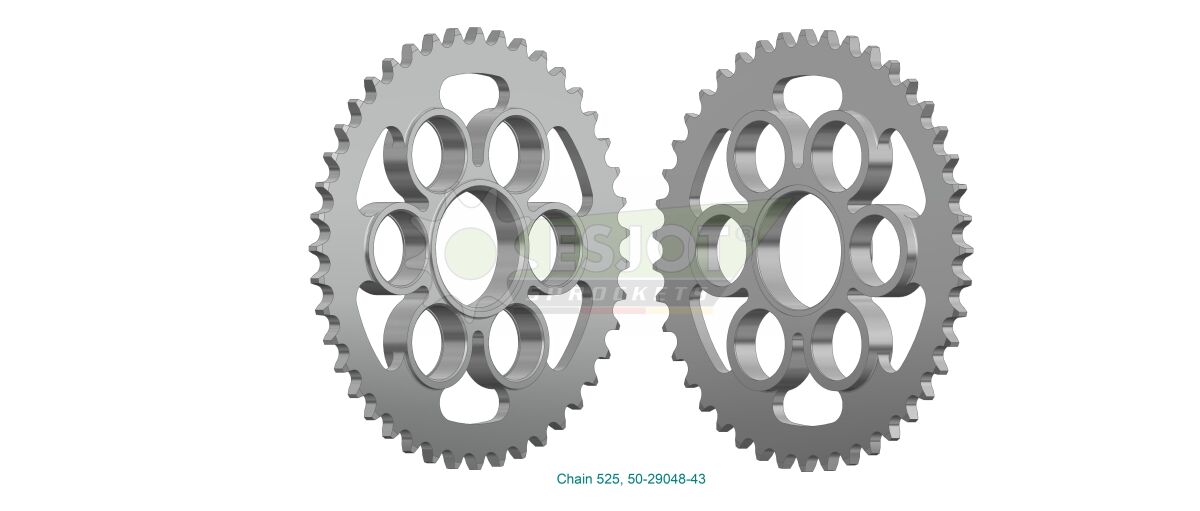 Bakdrev stål 525, 43T til Ducati — Esjot 50-29048-43