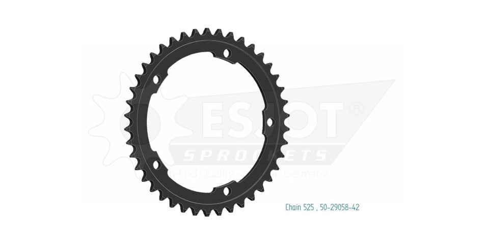 Bakdrev stål 525, 42T til Kawasaki H2R 1000 — Esjot 50-29058-42