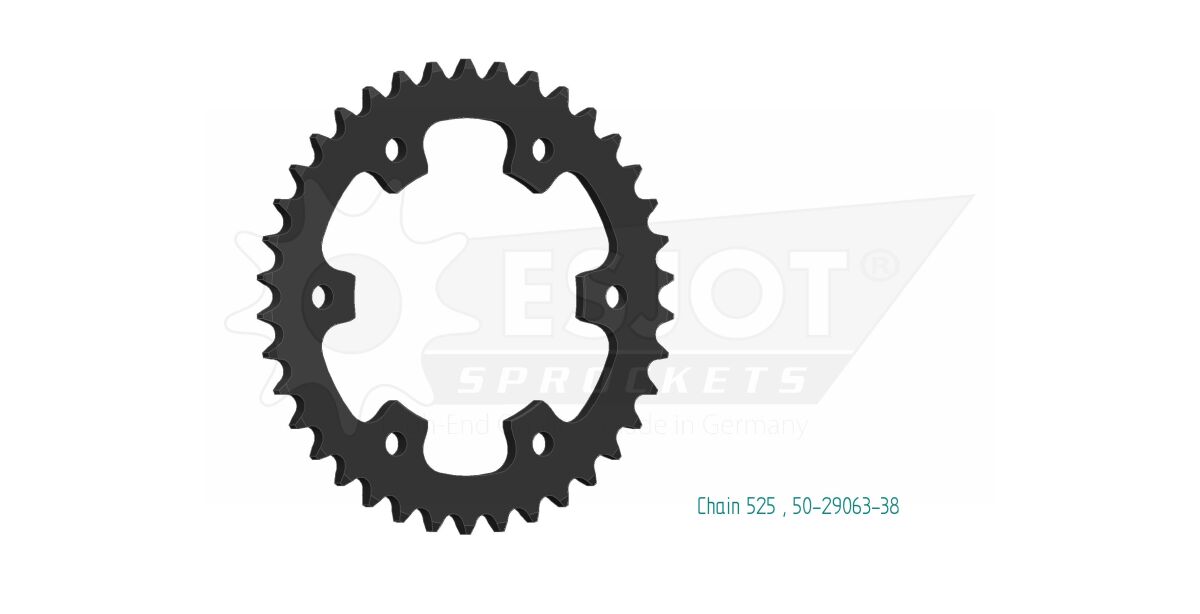 Bakdrev stål 525, 38T til Royal Enfield CONTINENTAL GT 650 EFI ABS — Esjot 50-29063-38