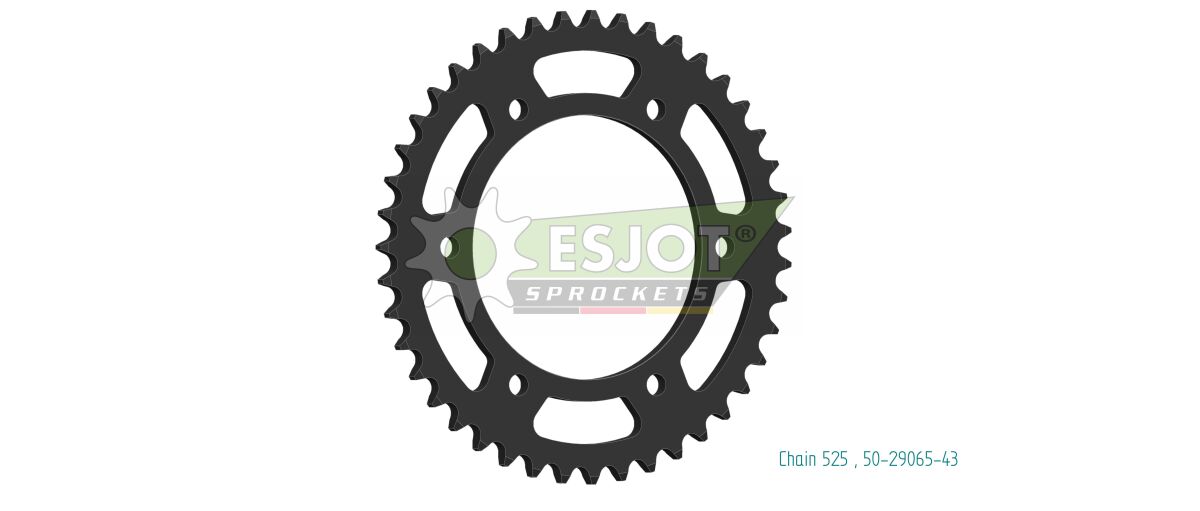 Bakdrev stål 525, 43T til Qjmotor SRV 550 ABS — Esjot 50-29065-43
