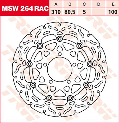 Bremseskiver gate, foran til Kawasaki — TRW MSW264RAC
