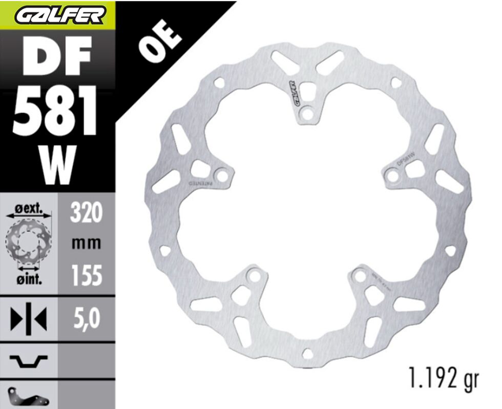 Bremseskiver gate, foran til KTM ADVENTURE X 390 ABS — Galfer DF581W