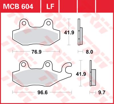 Bremseklosser organiske, bak — TRW MCB604
