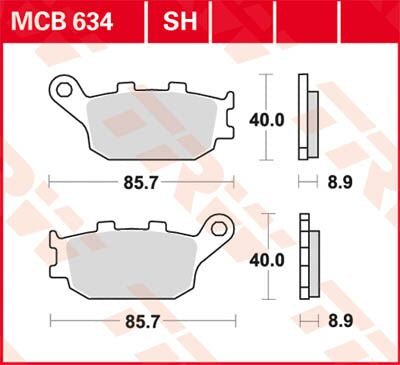 Bremseklosser organiske, bak — TRW MCB634