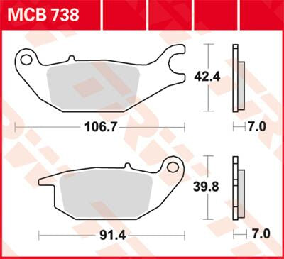 Bremseklosser organiske, bak — TRW MCB738