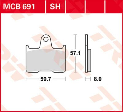 Bremseklosser organiske, bak — TRW MCB691