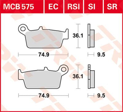 Bremseklosser organiske, bak — TRW MCB575EC