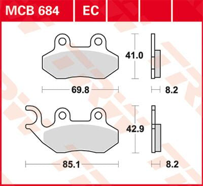Bremseklosser organiske, foran — TRW MCB684EC
