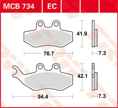 Bremseklosser organiske, foran — TRW MCB734EC