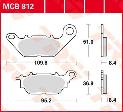 Bremseklosser organiske, foran til Yamaha — TRW MCB812