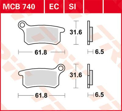 Bremseklosser organiske, foran — TRW MCB740EC