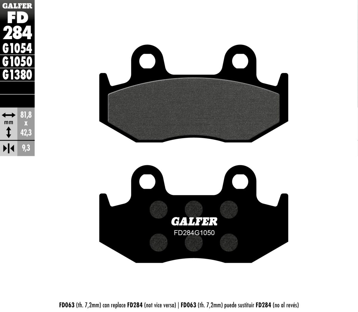 Bremseklosser organiske, foran — Galfer FD284G1050