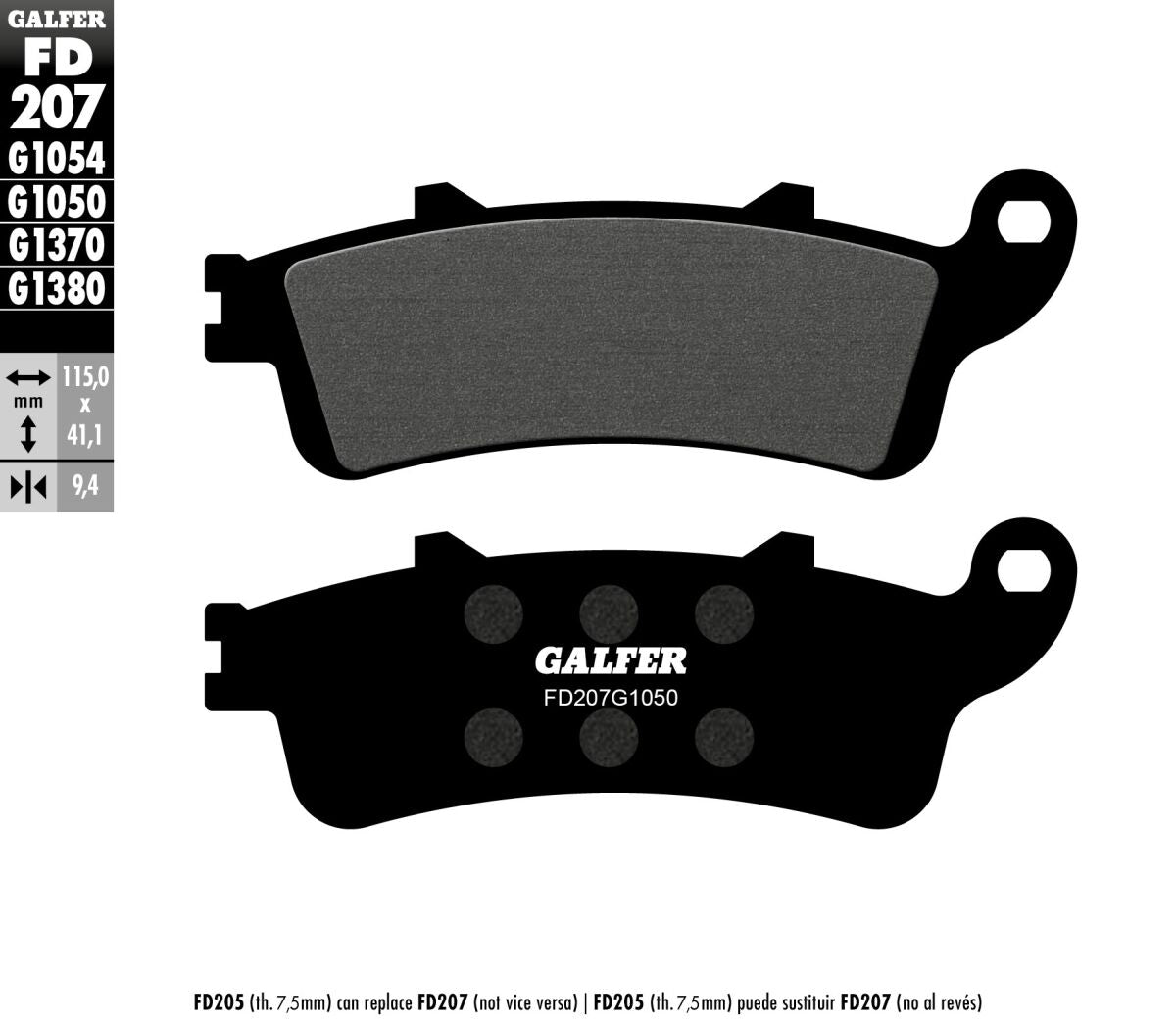 Bremseklosser organiske, foran — Galfer FD207G1050