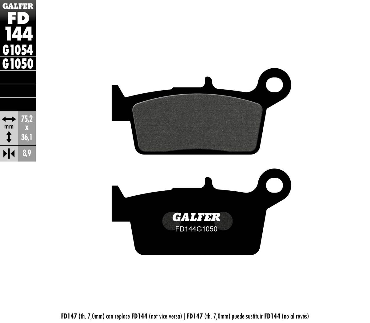 Bremseklosser organiske, foran — Galfer FD144G1050