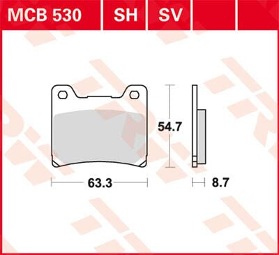 Bremseklosser sinter, foran og bak til Yamaha — TRW MCB530SH