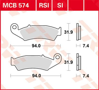 Bremseklosser sinter, foran — TRW MCB574SI