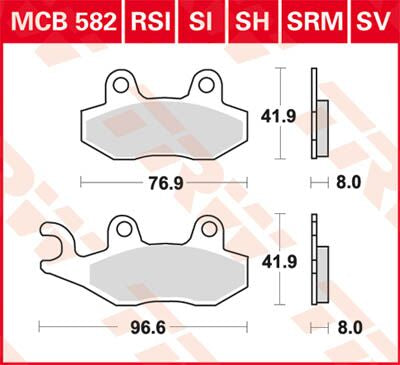 Bremseklosser sinter, foran — TRW MCB582SV