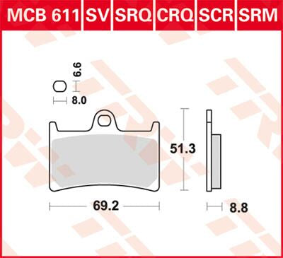 Bremseklosser sinter, foran til Yamaha — TRW MCB611SV